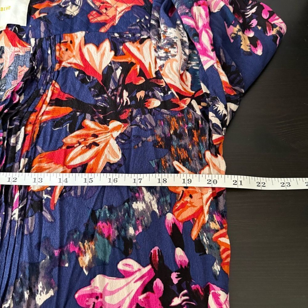 Maeve Tunic Dress Womens Sz L Purple Long Sleeve Pockets Buttons Floral Romantic - Picture 12 of 13
